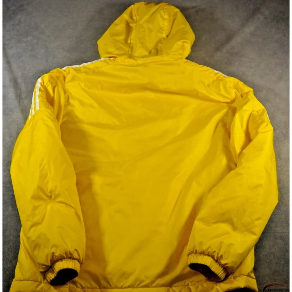 Adidas Primegreen Jacket Mens M Yellow 3-Stripes Hooded Puffer Full Zip‎ Pockets